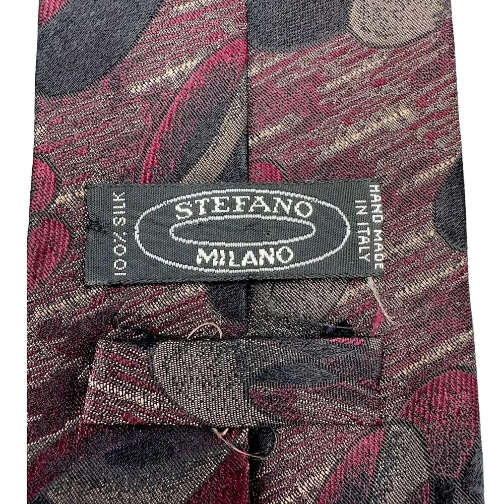 Stefano‎ Milano Tie Made in Italy 100% Silk Multicolor Abstract Pattern 58